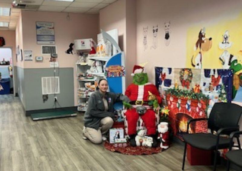 Carousel Slide 4: Lisa, our holiday decorator!! Office looks awesome!